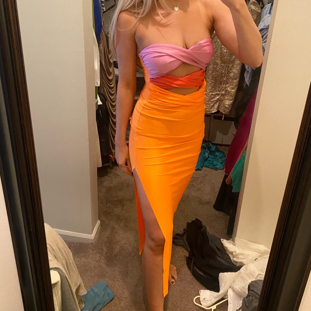 Strapless colorful maxi dress